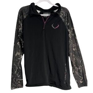 Black Antler Camo Sleeve Quarter Zip Active Shirt XL